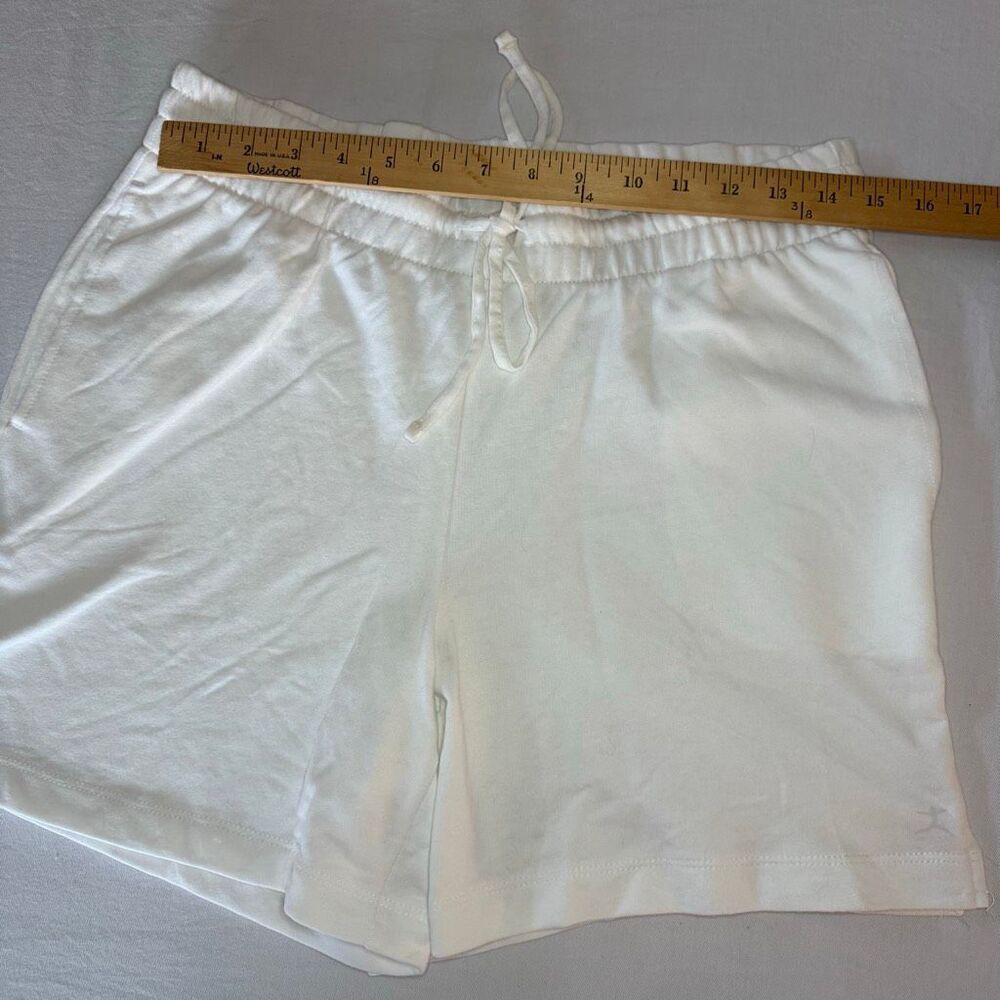 Danskin Shorts Women’s Medium White Knit | Elastic Waist Drawstring Pockets - Picture 8 of 9